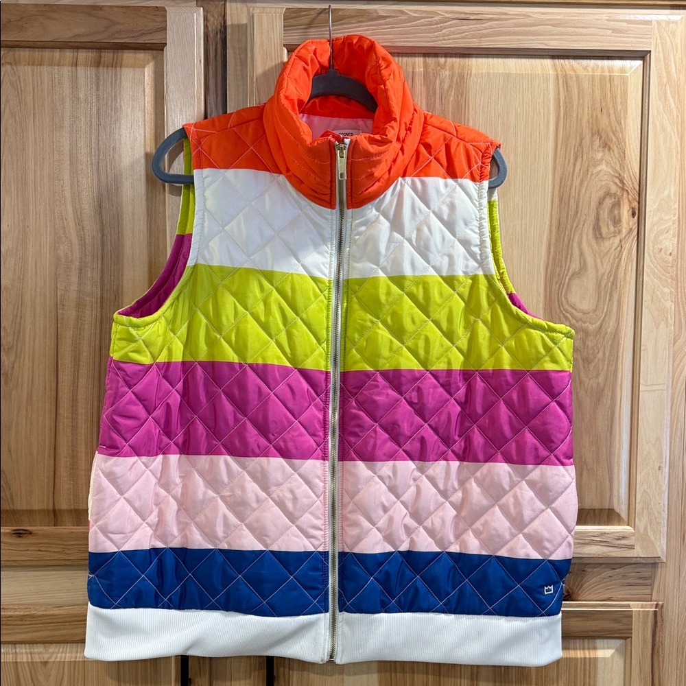 Crown & Ivy Multicolor Striped Colorblock Women’s Quilted Outdoor Vest Size XXL